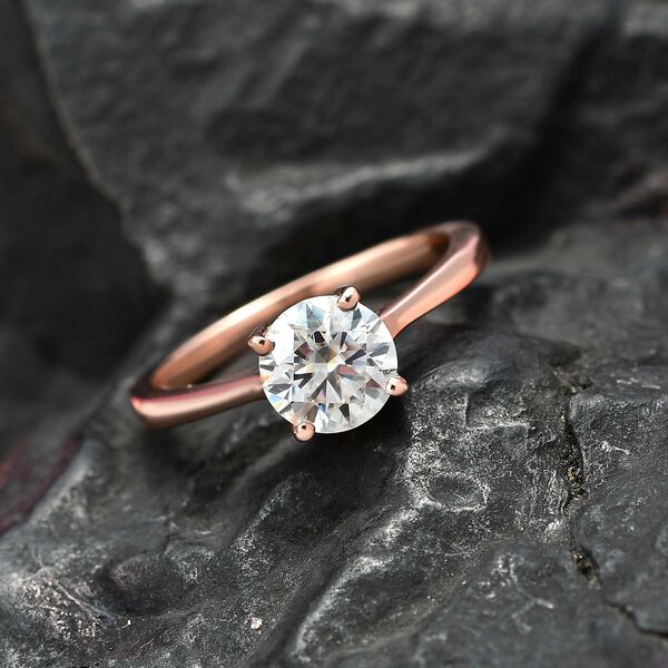 Moissanit Ring, 925 Silber ros&eacute;vergoldet - 1,18 ct. image number 2