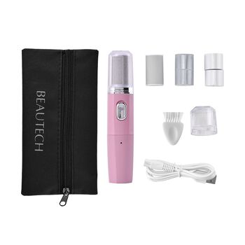 4-in-1 Hornhautentferner & Nagelpolierer mit Aufbewahrungstasche, Wasserdicht, rosa