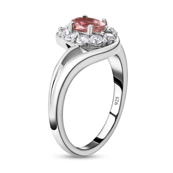 Rosa Turmalin und weißer Zirkon-Ring, 925 Silber platiniert  ca. 0,97 ct image number 5
