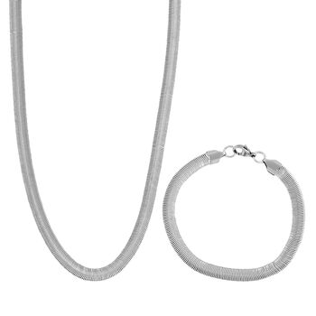 2er Set - Gliederkettendesign Armband und Halskette, Edelstahl, Silberfarben