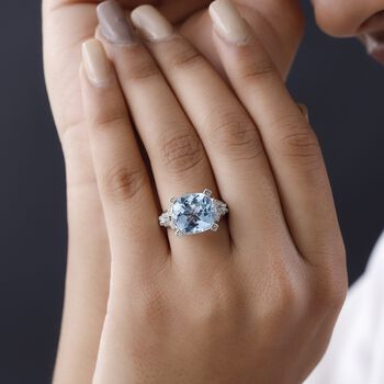 GP Bella Italia Kollektion - Himmelblauer Topas, Zirkon und blauer Saphir-Ring - 8,96 ct.