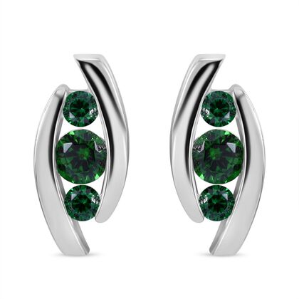 Gr&uuml;ner Zirkonia Ohrringe 925 Silber rhodiniert