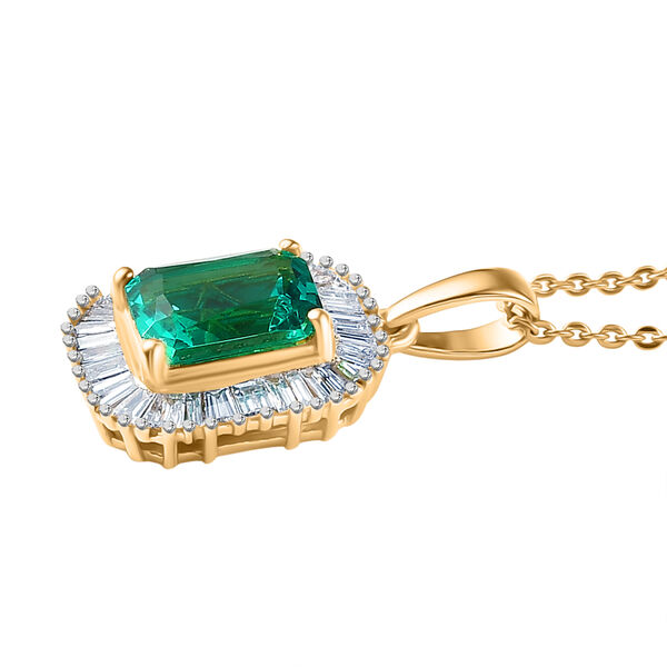 LUXURIANT AAA Labor kolumbianischer Smaragd und Labor Diamant Anh&auml;nger mit 50cm Kette - 1,76 ct. image number 4