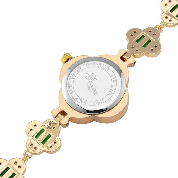 Gr&uuml;ner Zirkonia, Wei&szlig;er Kristall Uhren Std Gelb image number 5