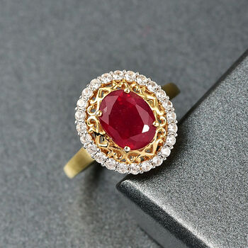 D'Joy Afrikanischer Rubin und Zirkon Ring - 4,56 ct.