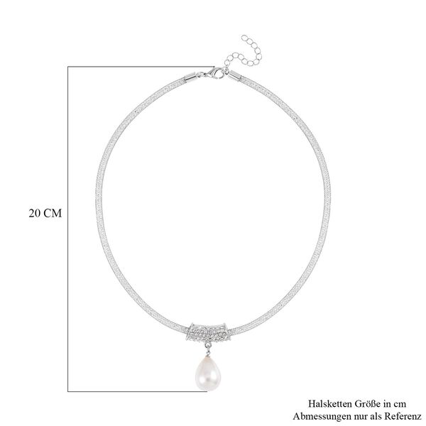 Weiße Muschelkernperle, Weißer Kristall Anhänger mit Kette image number 5