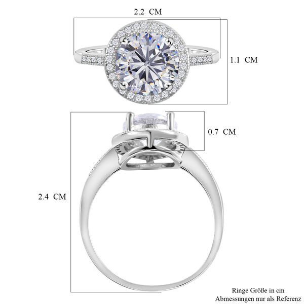 Lustro Stella - Wei&szlig;er Zirkonia Ring, 925 Silber platiniert (Gr&ouml;&szlig;e 16.00) ca. 3,65 ct image number 6