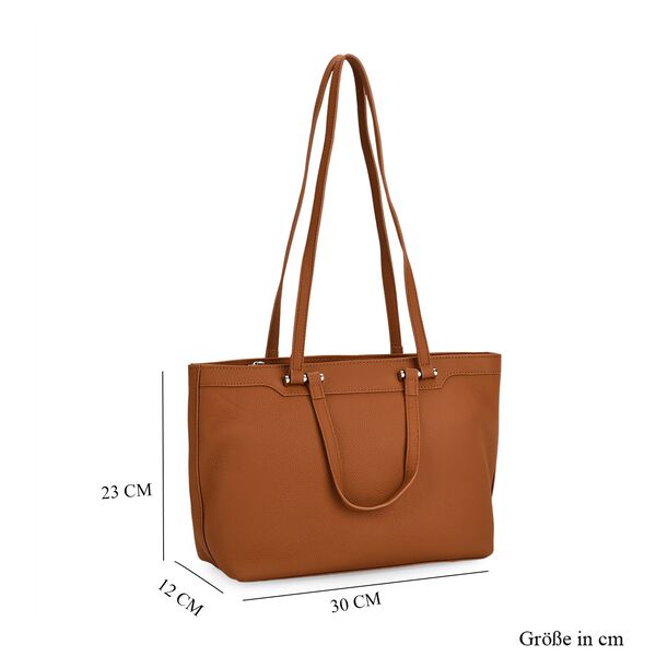 Leder-Shopper mit Doppelhenkel, 30x12x23 cm, Tan image number 7