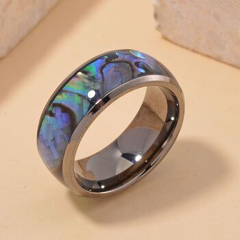 Abalone Muschel Ring Reiner Edelstahl, Schwarz-Plattierung (Gr&ouml;&szlig;e 21.00)