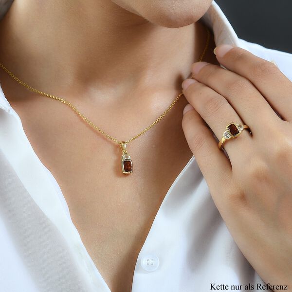 2er Set, Kirsch Citrin Ring und Anh&auml;nger, 925 Silber vergoldet ca. 2,29 ct image number 3