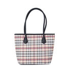 Moderne Handtasche mit PU-Leder Griff, Streifenmuster, beige