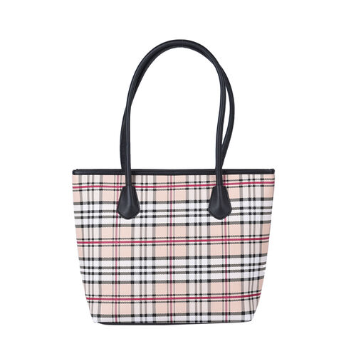 Moderne Handtasche, Streifenmuster, beige image number 0