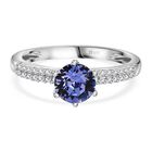J Francis gefertigt mit SWAROVSKI Tansanit Swarovski Kristall, Weißer Swarovski Kristall Ring 925 Silber rhodiniert (Größe 18.00)
