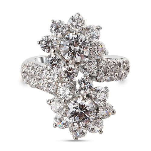 LUSTRO STELLA Hergestellt mit ZIRKONIA Ring 925 Silber Platin-Überzug (Größe 17.00) ca. 10,03 ct image number 0