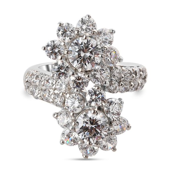 LUSTRO STELLA Hergestellt mit ZIRKONIA Ring 925 Silber Platin-&Uuml;berzug (Gr&ouml;&szlig;e 17.00) ca. 10,03 ct