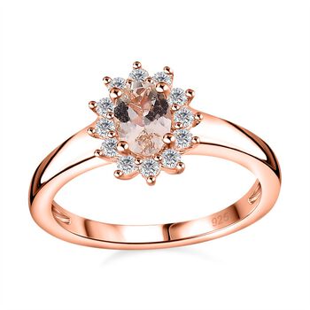 AA Morganit und wei&szlig;er Zirkon Ring, ca. 0,68 ct