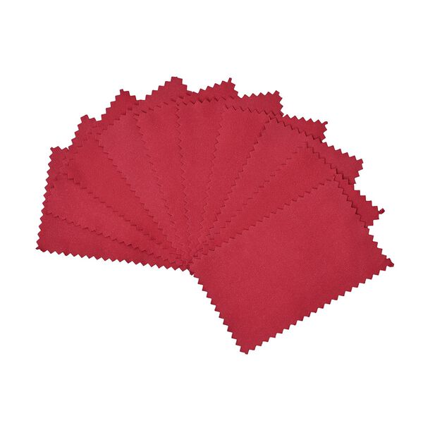 Quadratische Ringbox aus Samt mit Glasfenster und 10 Silberputztüchern, 24x24x5 cm, Weinrot image number 5