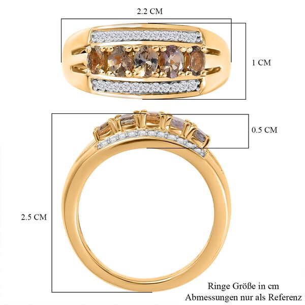AA nat&uuml;rlicher goldener Tansanit und Zirkon Ring - 1,12 ct. image number 7
