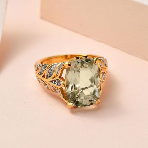 Prasiolith und Zirkon Ring - 6,52 ct. image number 2