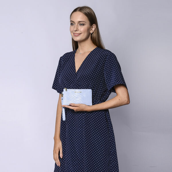 SENCILLEZ - 100% Leder Clutch, Hellblau image number 2