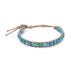 Blaugrüner Regenblumen-Yuhua-Quarzit Armband, flexibel, ca. 35.00 ct