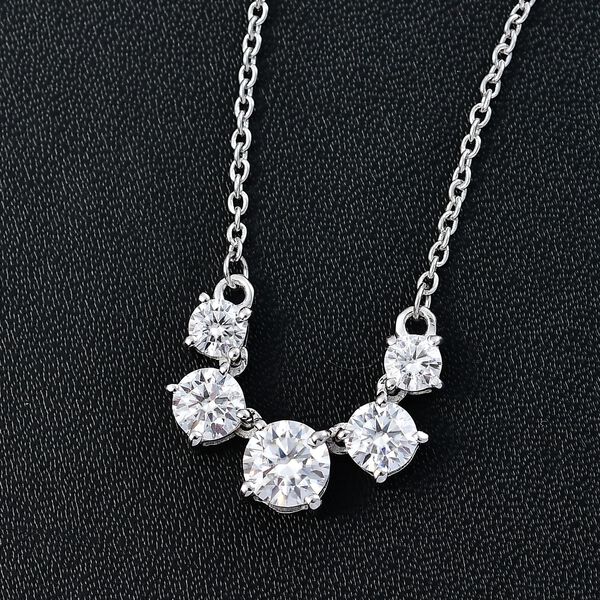 Moissanit 45cm Halskette, 925 Silber 750 rhodiniert - 2,14 ct. image number 2