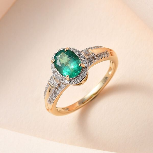 AAA Kagem sambischer Smaragd und Diamant-Ring in 585 Gelbgold - 1,38 ct. image number 2