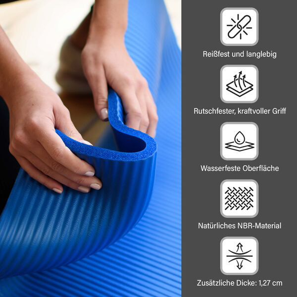 SOUL SMART - NBR Yoga Matte mit Riemen, Blau image number 4