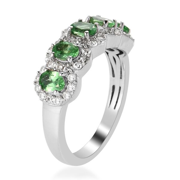 Tsavorit Granat und Zirkon Ring 925 Silber Platin-&Uuml;berzug image number 4