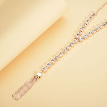 Wei&szlig;e Kristall-Halskette in Goldton, 70cm