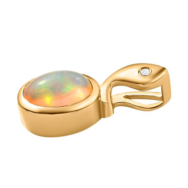 AA nat&uuml;rlicher, &auml;thiopischer Opal und Zirkon-Anh&auml;nger in Silber image number 4