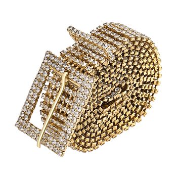 Kristall Tailleng&uuml;rtel, L&auml;nge 120cm, goldfarben