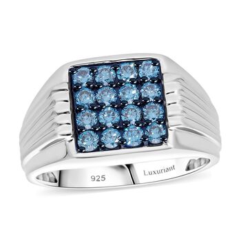 LUXURIANT DIAMOND - Lab Grown Blauer Diamant SI-GH SGL zertifiziert Ring 925 Silber rhodiniert (Gr&ouml;&szlig;e 18.00) ca. 1.00 ct