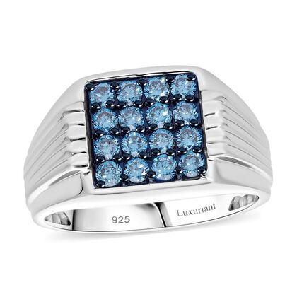 LUXURIANT DIAMOND - Lab Grown Blauer Diamant SI-GH SGL zertifiziert Ring 925 Silber rhodiniert (Gr&ouml;&szlig;e 18.00) ca. 1.00 ct