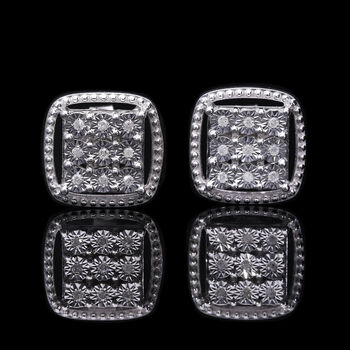 Wei&szlig;er Diamant Ohrringe, 925 Silber platiniert, ca. 0.10 ct