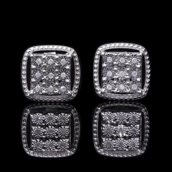 Wei&szlig;er Diamant Ohrringe, 925 Silber platiniert, ca. 0.10 ct image number 2