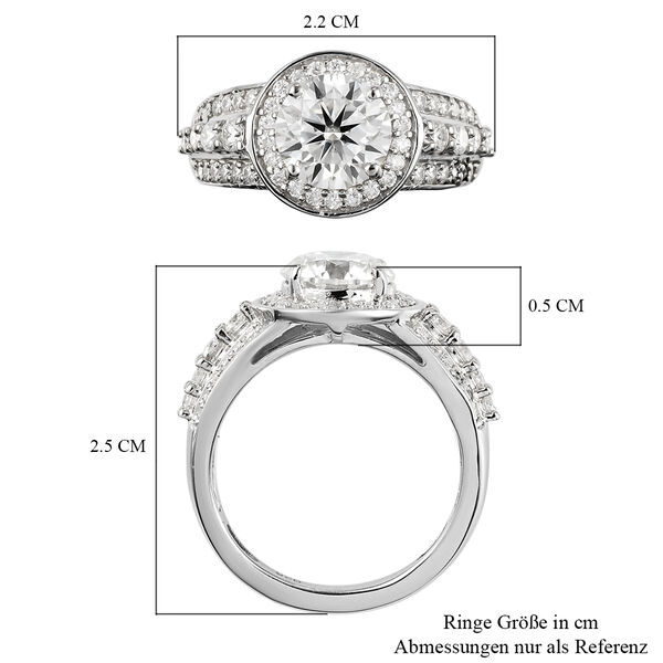 88 Facetten Moissanit-Ring, 925 Silber platiniert  ca. 1,90 ct image number 7