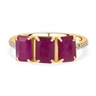 AAA Natürlicher burmesischer Rubin, Weißer Diamant Ring 375 Gold (Größe 20.00) ca. 3.44 ct
