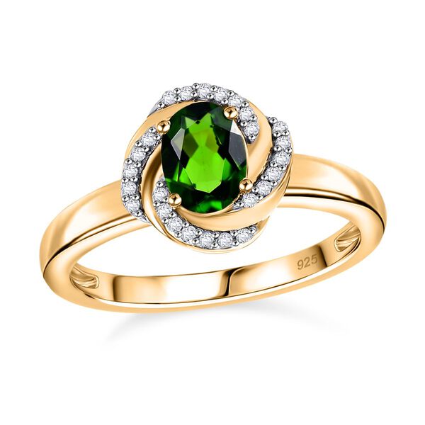 Nat&uuml;rlicher Chromdiopsid und Zirkon-Ring - 0,99 ct. image number 4