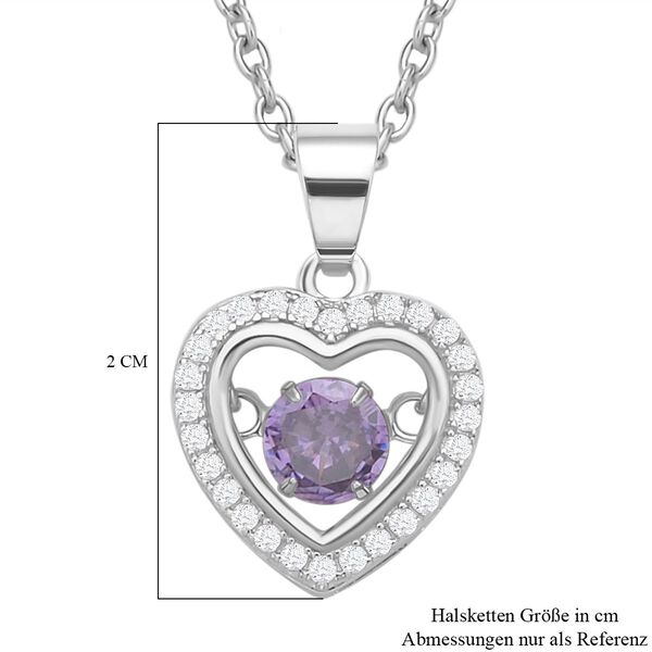 Lila und wei&szlig;er Zirkonia-Anh&auml;nger mit Kette - 1,02 ct. image number 7