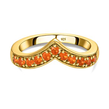 Salamanca Feueropal Ring, 925 Silber vergoldet (Gr&ouml;&szlig;e 17.00) ca. 0.29 ct