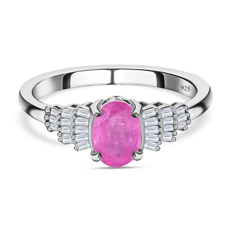 Fissure gefüllt rosa Saphir und Diamant Ring 925 Silber platiniert  ca. 1,33 ct image number 0