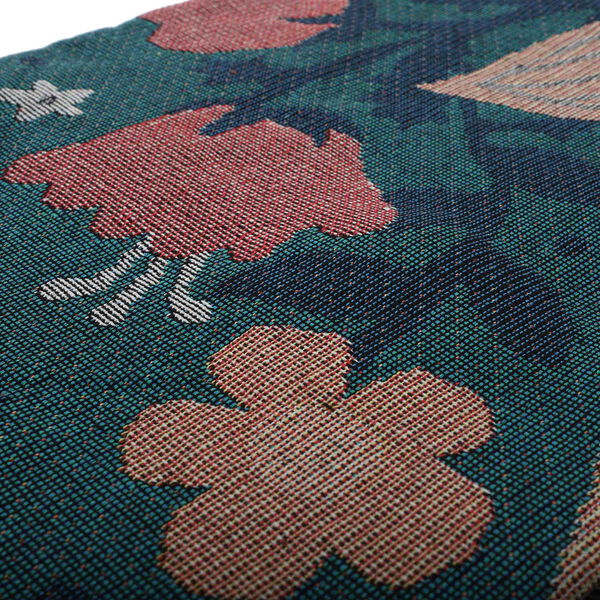 Handgewebte Jacquard-Decke mit Fransen, 100% Baumwolle, Blumenwiese, Grün und mehrfarbig image number 6