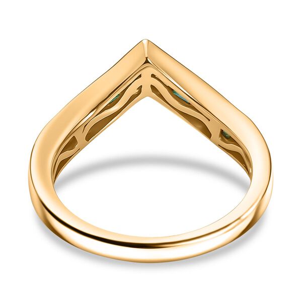 Regal Chevron - D joy Kagem Sambischer Smaragd Ring 925 Silber 750 Gelb Vergoldet (Größe 20.00) ca. 0.52 ct image number 6