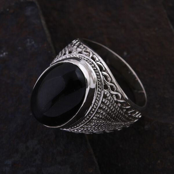 Royal Bali Kollektion- schwarzer Stern Diopsid Ring -16,10 ct. image number 1