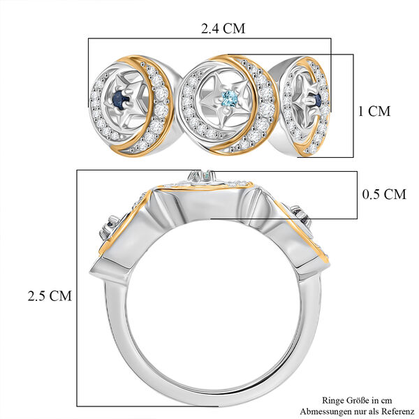 GP Celestial Kollektion - AA Blauer Apatit, Blauer Saphir Ring 925 Silber Rhodiniert und 750 Gelbgold Vermeil (Gr&ouml;&szlig;e 19.00) ca. 0.55 ct image number 7