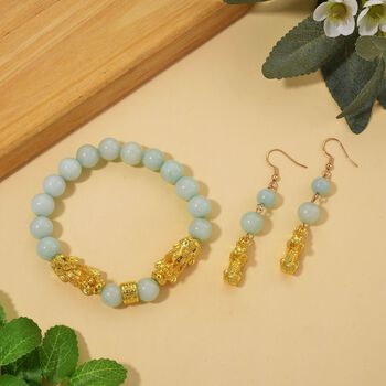 2er Set - Mehrfarbiger Amazonit Armband und Ohrringe, ca. 110.00 ct