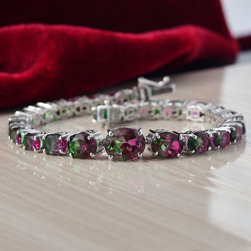 D’joy Wassermelonen Quarz Triplette Armband ca. 19 cm 925 Silber rhodiniert ca. 30,27 ct. image number 1