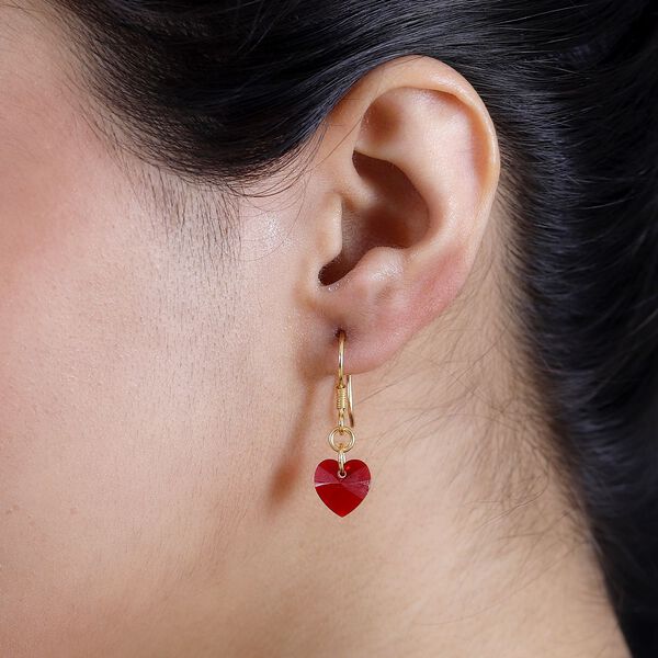 J Francis gefertigt mit SWAROVSKI- Siam Farbe Swarovski Kristall Herz Ohrringe image number 3