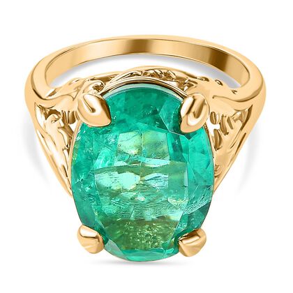 Smaragd Triplett Quarz Ring - 9,47 ct.